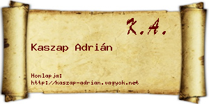 Kaszap Adrián névjegykártya